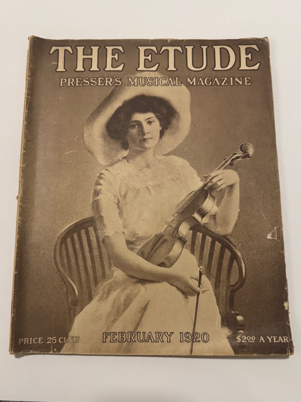 Antique 1920 The Etude Presser’s Musical Magazine February Violin Cover